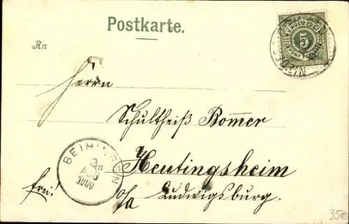 Litho Niederstotzingen in Württemberg, Gesamtansicht, Freihaus, Schloss, Apotheke, Schulhaus