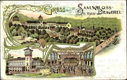 Litho Halle an der Saale, Saalschloss-Brauerei, Saal