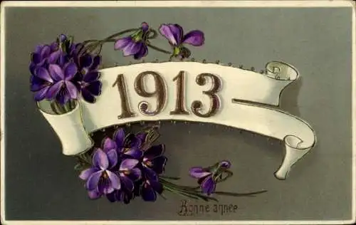 Ak Glückwunsch Neujahr 1913, Veilchen