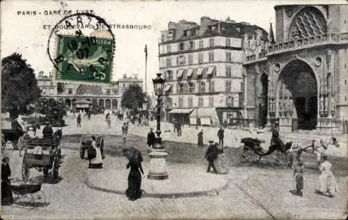 Ak Paris X, Gare de l’Est, Straßenpartie, Passanten