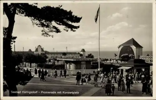 Ak Ostseebad Heringsdorf auf Usedom, Promenade mit Konzertplatz