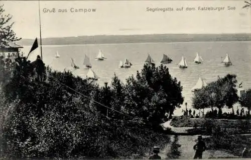 Ak Campow Utecht in Mecklenburg Vorpommern, Segelregatta auf dem Ratzeburger See