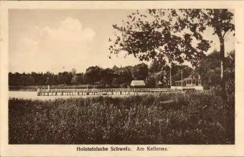 Ak Malente in Ostholstein, Kellersee, Holsteinische Schweiz, Panorama, Steg