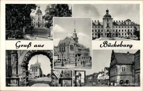 Ak Bückeburg in Schaumburg, Lange Straße, Schloss, Rathaus