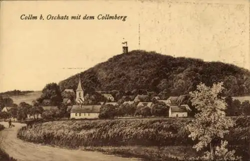 Ak Collm Wermsdorf in Sachsen, Teilansicht, Kirchturm, Collmberg