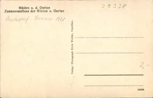 Ak Müden an der Örtze Faßberg Lüneburger Heide, Zusammenfluss Wietze und Oertze