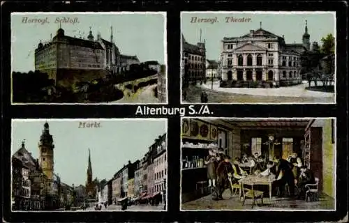 Ak Altenburg in Thüringen, Schloss, Herzogl. Theater, Markt, Skat