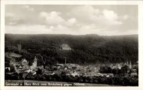 Ak Gernrode Quedlinburg im Harz, Teilansicht, Blick vom Bückeberg, Südwest