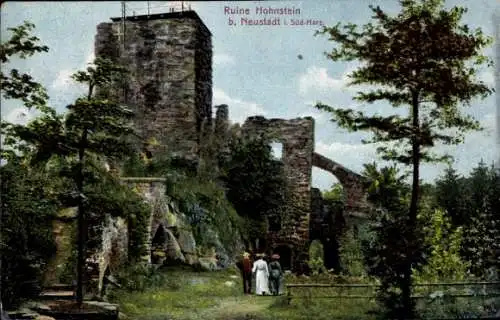 Ak Neustadt im Harz, Blick auf die Ruine Hohnstein, Hotel Wilhelm Ewers