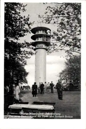 Ak Porta Westfalica in Nordrhein Westfalen, Jakobsberg, Neuer Bismarckturm, Fernsehstation