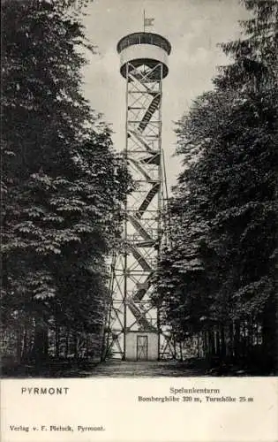 Ak Bad Pyrmont in Niedersachsen, Blick auf den Spelunkenturm, Wald