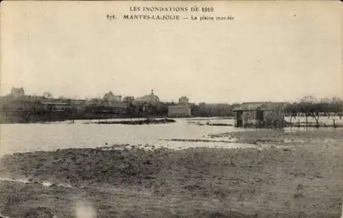 Ak Mantes la Jolie Yvelines, La plaine inondee 1910