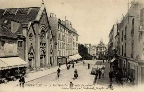 Ak Versailles Yvelines, la Rue Hoche et le Temple Protestant