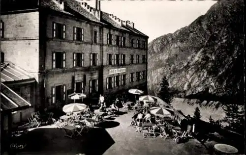 Ak Chamonix Mont Blanc Haute Savoie, Mer de Glace, Hotel du Montonvers et sa Terrasse