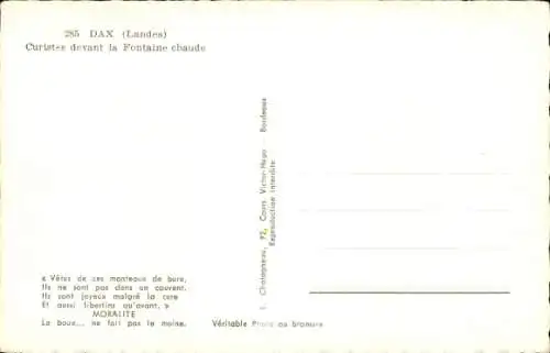 Ak Dax Landes, Curistes devant la Fontaine chaude