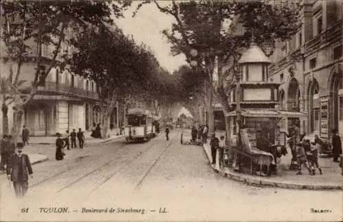 Ak Toulon Var, Boulevard de Strasbourg, Straßenbahn