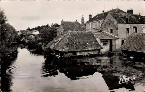 Ak Pontgouin Eure et Loir, Vue d'ensemble sur l'Eure