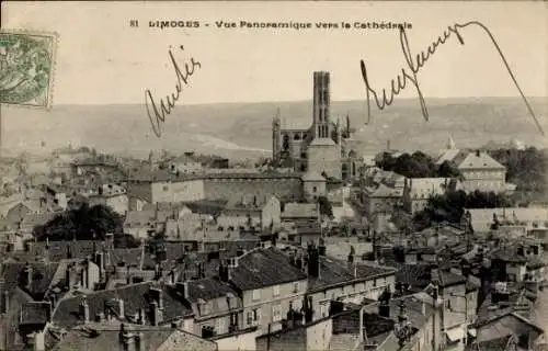 Ak Limoges Haute Vienne, Vue Panoramique vers la Cathedrale