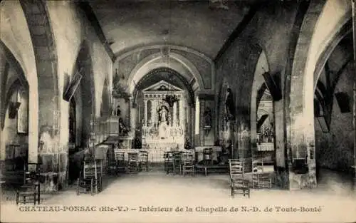 Ak Châteauponsac Château Ponsac Haute Vienne, Interieur de la Chapelle de N.-D. de Toute-Bonte