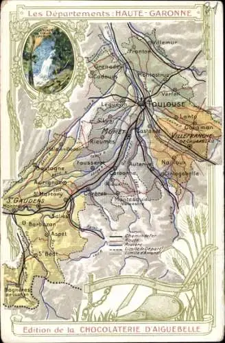 Ak Toulouse Haute Garonne, Landkarte, Muret, Barbazan, Aspel, Carbonne, Villemur, Lanta, Cazeres