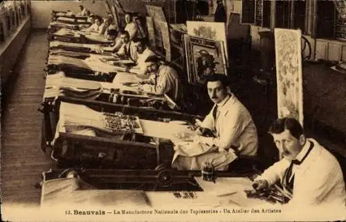 Ak Beauvais Oise, Manufacture Nationale des Tapisseries, Atelier des Artistes