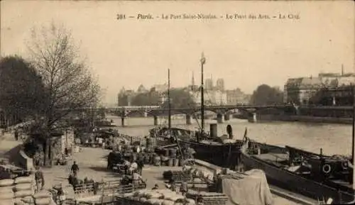 Ak Paris I, Pont des Arts, Port Saint-Nicolas