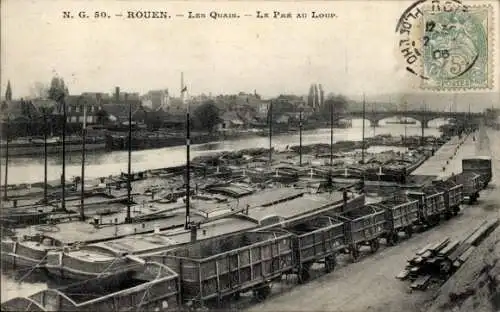 Ak Rouen Seine Maritime, Quais, Pre au Loup