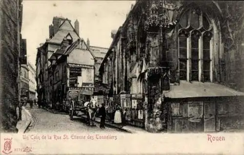 Ak Rouen Seine Maritime, Un Coin de la rue Saint Etienne des Tonneliers