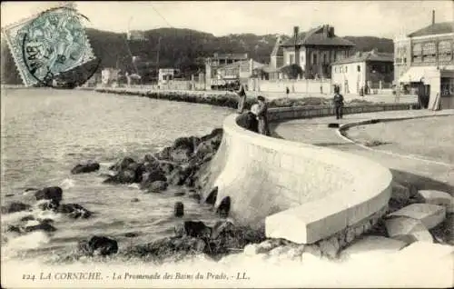 Ak La Corniche Alpes Maritimes, Promenade des Bains du Prado