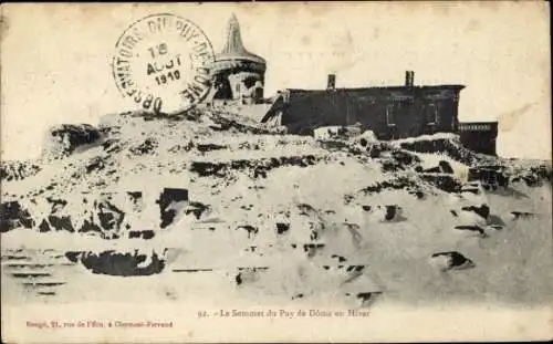 Ak Clermont Ferrand Puy de Dôme, Der Gipfel im Winter, Winter