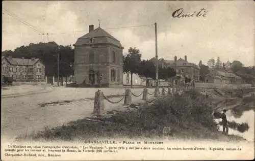 Ak Charleville Marne, Place du Moulinet