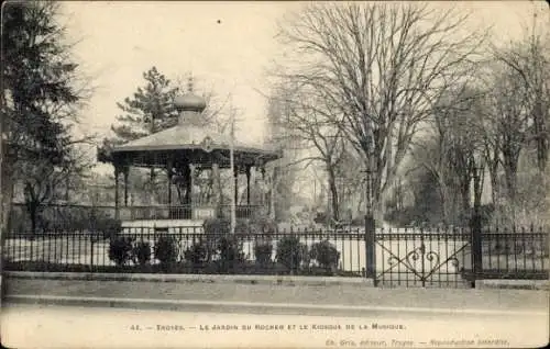 Ak Troyes Aube, Le Jardin du Rocher und der Musikkiosk