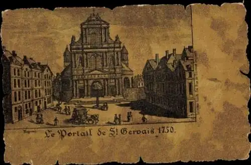 Ak Paris IV, Pfarrkirche Saint-Gervais-Saint-Protais, Le Portail, 1750