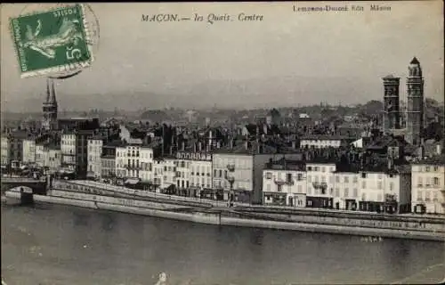 Ak Mâcon Saône-et-Loire, Panorama, Le Quais