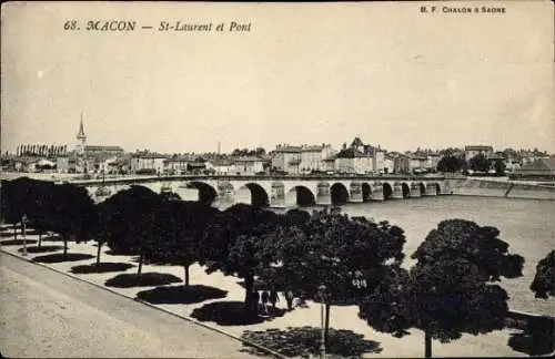 Ak Mâcon Saône-et-Loire, Saint-Laurent, Brücke