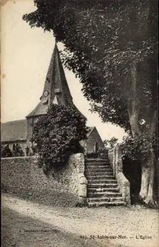 Ak Saint Aubin sur Mer Calvados, Kirche