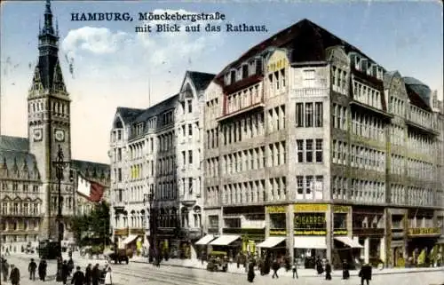 Ak Hamburg Mitte Altstadt, Mönckebergstraße, Rathaus, Cigarrengeschäft