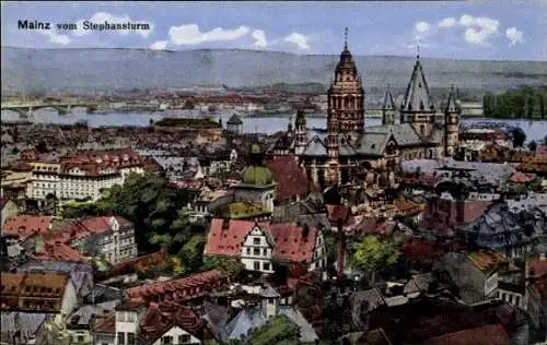 Ak Mainz am Rhein, Blick vom Stephansturm, Panorama