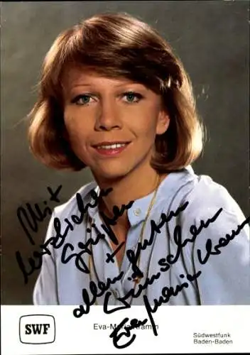 Ak Fernsehansagerin Eva-Maria Kramm, Autogramm