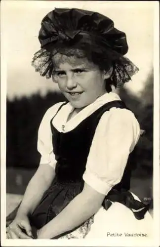 Ak Mädchen in Volkstracht aus Waadt, Porträt