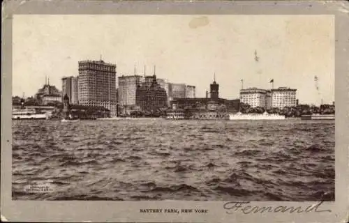 Ak Manhattan New York City USA, Battery Park