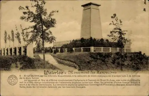 Ak Waterloo Wallonisch-Brabant, Denkmal der Hannoveraner