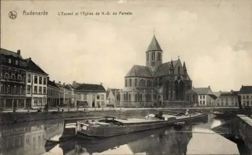 Ak Oudenaarde Oudenaarde Ostflandern, Schelde, Kirche Notre-Dame de Pamele