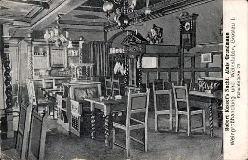 Ak Wrocław Breslau Schlesien, Weingroßhandlung, Weinstuben, Schuhbrücke 79