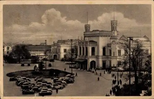 Ak Wrocław Breslau Schlesien, Blick zum Hauptbahnhof