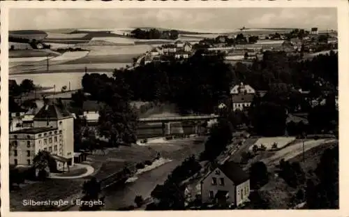 Ak Silberstraße Wilkau Haßlau in Sachsen, Panorama vom Ort, Brücke