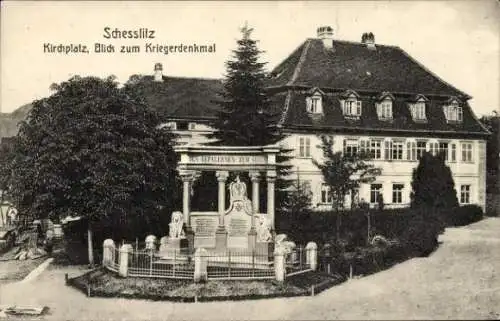 Ak Scheßlitz Oberfranken, Kirchplatz, Blick zum Kriegerdenkmal