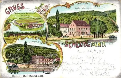 Litho Scheergrund Leisnig in Sachsen, Gasthaus