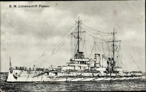 Ak Deutsches Kriegsschiff, SMS Posen, Linienschiff, Kaiserliche Marine