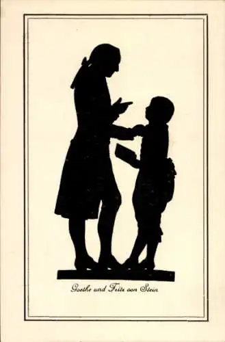 Silhouette Ak Goethe und der junge Fritz von Stein